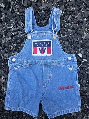 Vintage Weebok Blue Denim Short Overalls with Patch